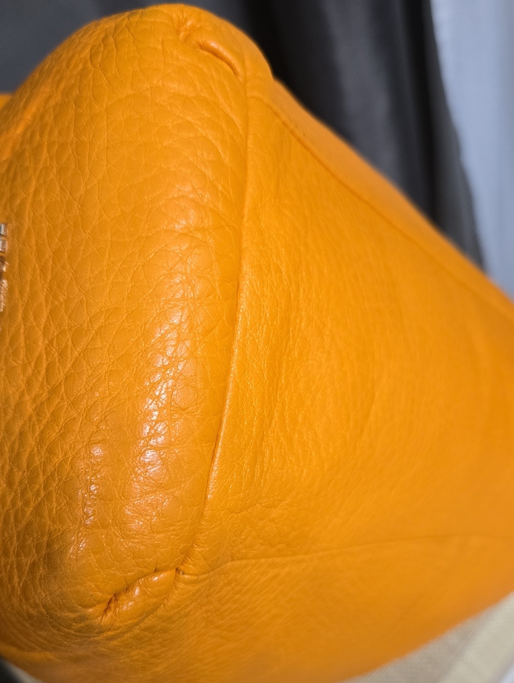 Coach Edie Orange Pebbled Leather Shoulder Bag - Picture 7 of 13